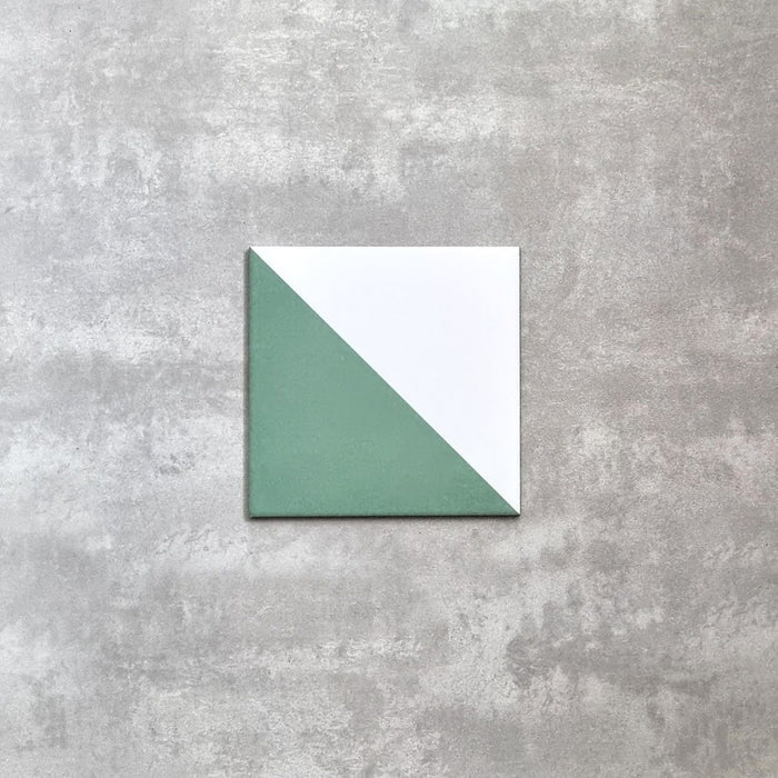 Harlequin Triangle Green Tile | Spanish Tile | 20cm x 20cm | R11 Matte Anti-Slip