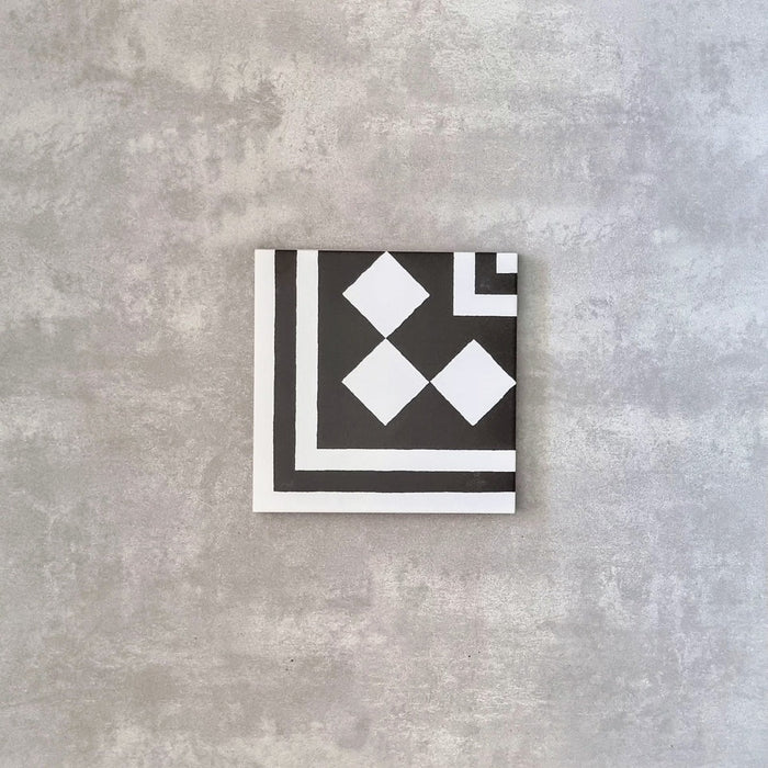 GANZE FLIESENPROBE Richmond Schwarz Manor Bordürenecke 20cm x 20cm