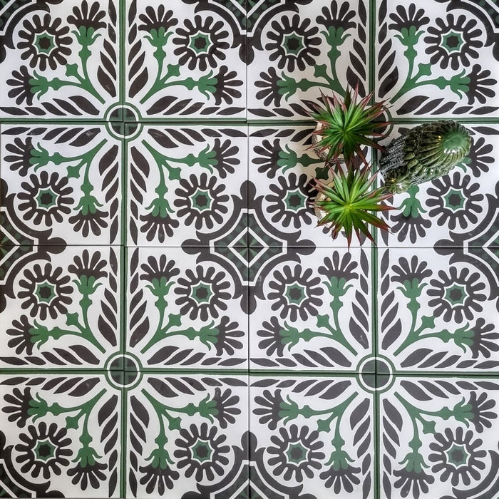 Jardin Black Rose | 20cm X 20cm | Moroccan Tile | Porcelain Format