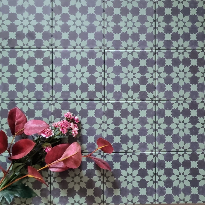 Madeira Mini verde preto Azulejo Marroquino 15 x 15cm