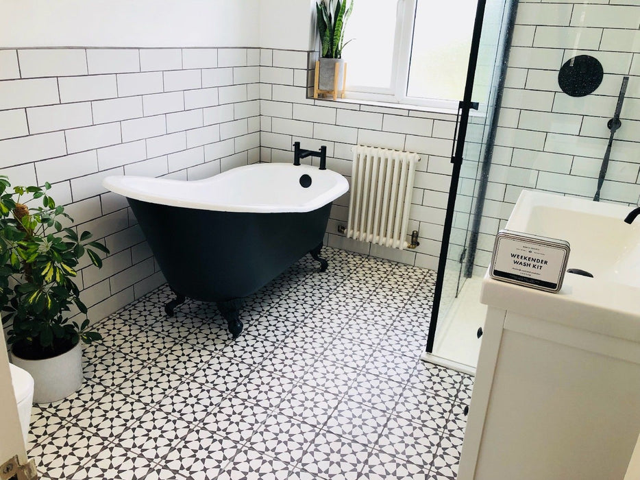 Agadir Schwarz & Weiß Marokkanische Fliese 20cm x 20cm