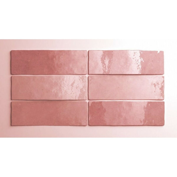 Zellige Pink Moroccan Handmade Style 6.5cm x 20cm