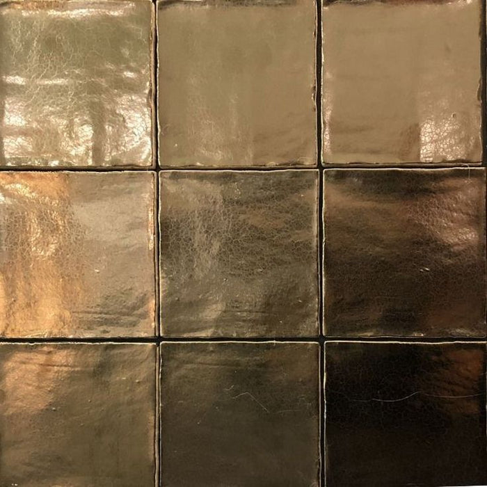 Vincia Quadrat Antik-Goldfliese | Craquelé-Wandfliese | 13cm x 13cm