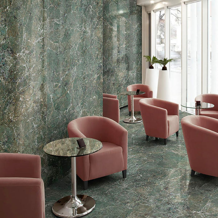 MUESTRA DE AZULEJO CORTADO (pieza cortada aprox. 15 cm x 30 cm) Mármol verde amazonita mate 60 cm x 120 cm