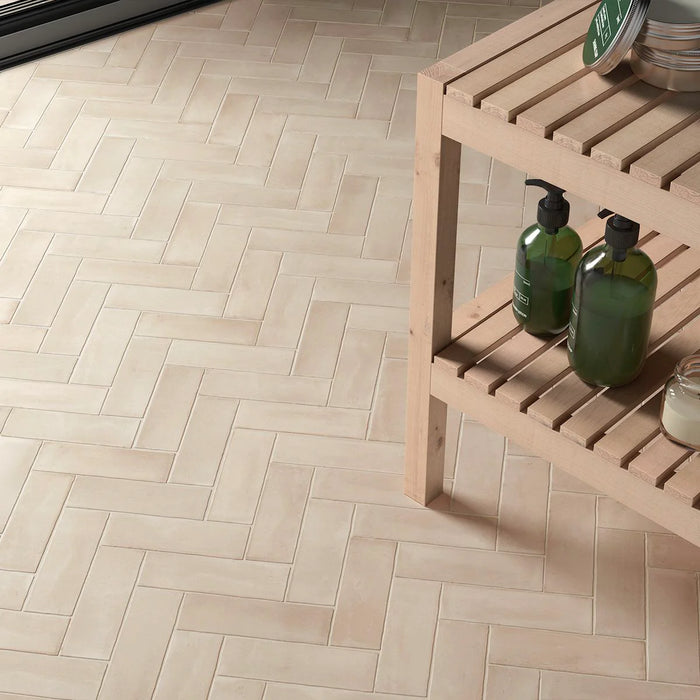 Atlas Cremig-Weiß Mini Ziegel MATT Fliese 5cm x 15cm