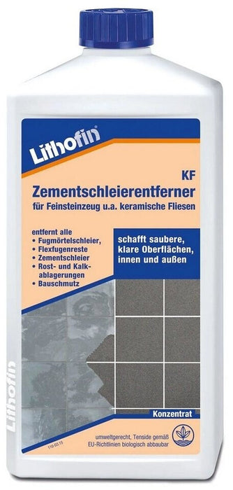 Lithofin KF Zementschleierentferner – Geruchsarmer Reiniger für Fliesen & Keramik 1 Liter