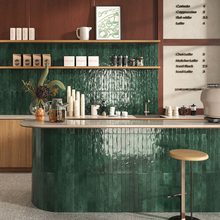 Maldyvai Žalia Plytelė blizgi | 5cm x 40cm