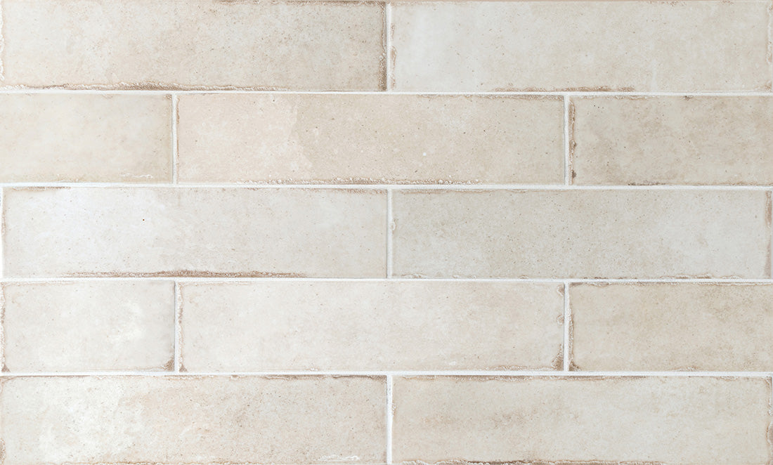 Piastrella da parete in stile industriale Nomadin Brick crema-bianco 6 cm x 24,6 cm