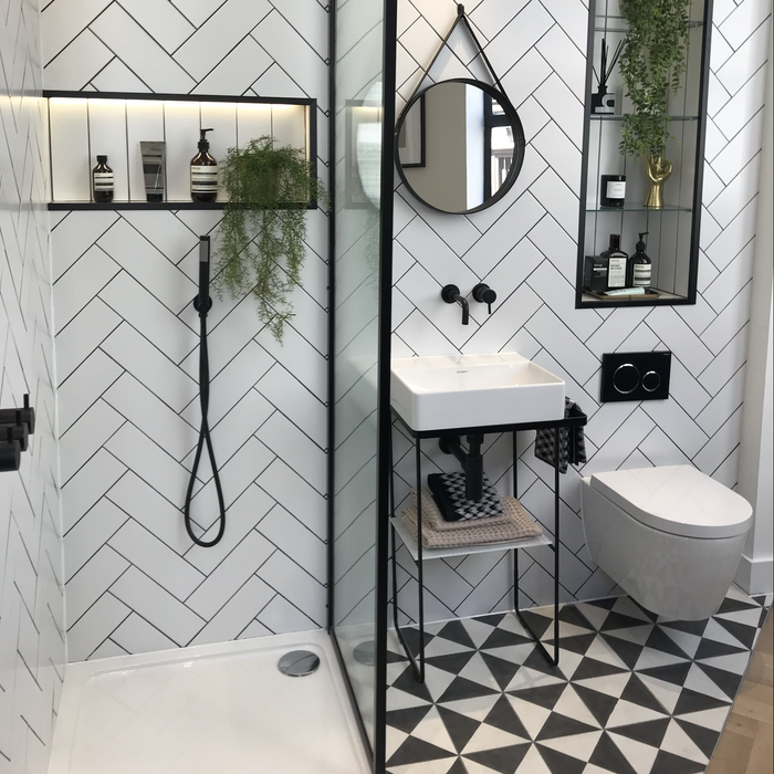 Harlekin Viertel Schwarz & Weiß 20cm x 20cm