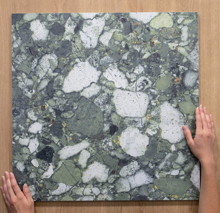 Venezianisch Smaragd-Grün Matt | Terrazzofliese | 60cm x 60cm