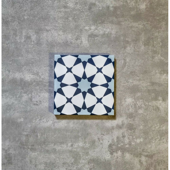 GANZE FLIESENPROBE Agadir Blau Marokkanische Fliese 20cm x 20cm