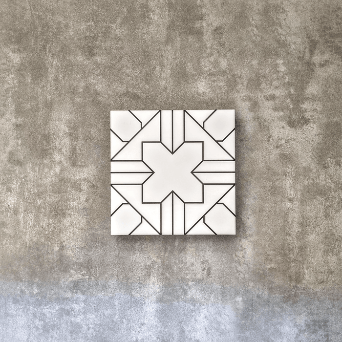 MUESTRA COMPLETA DE AZULEJOS Almeira Palast Negro y Blanco 20cm x 20cm