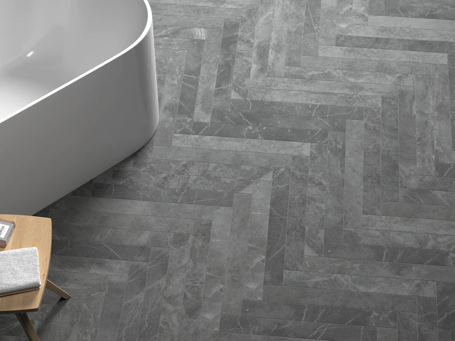 Izmir Anthrazit Marmoreffekt Wand und Boden Fliesen 7.5cm x 60cm