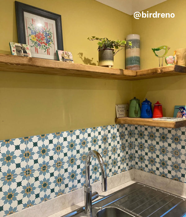 Madeira Albastru & Galben Placă Marocană 20cm x 20cm