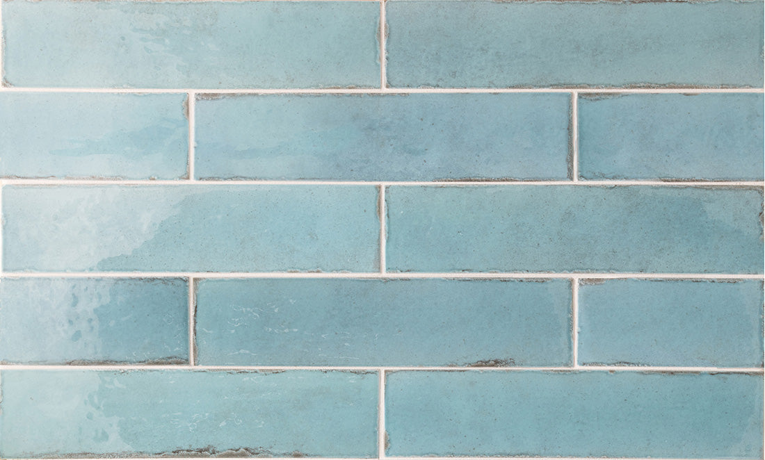 HELE FLISPRØVE Nomadin Brick Aqua Industrielt vægflise 6 cm x 24,6 cm