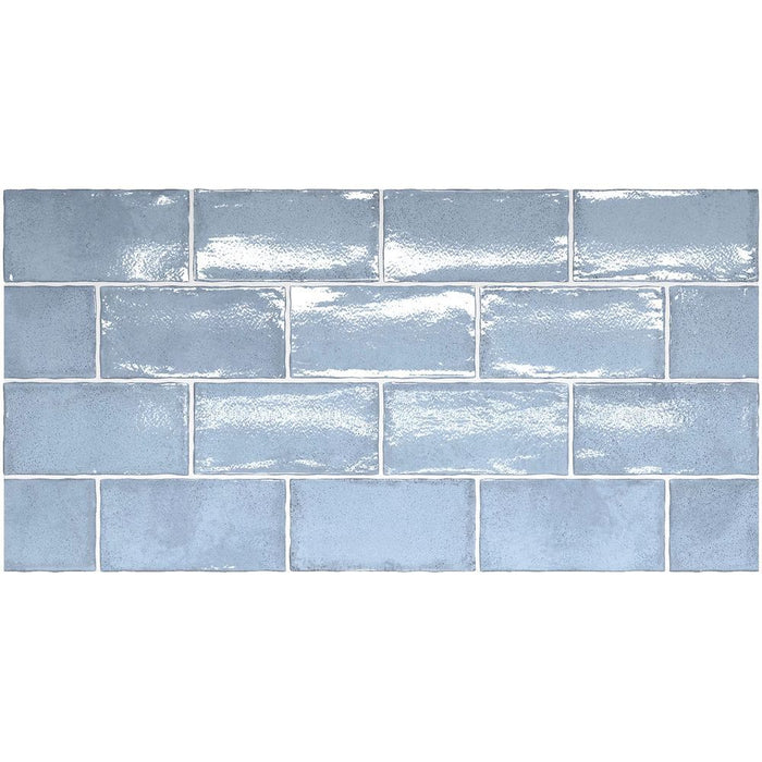 Dordogne Ash Blue Rustic Glossy Wall Tiles 7.5cm x 15cm