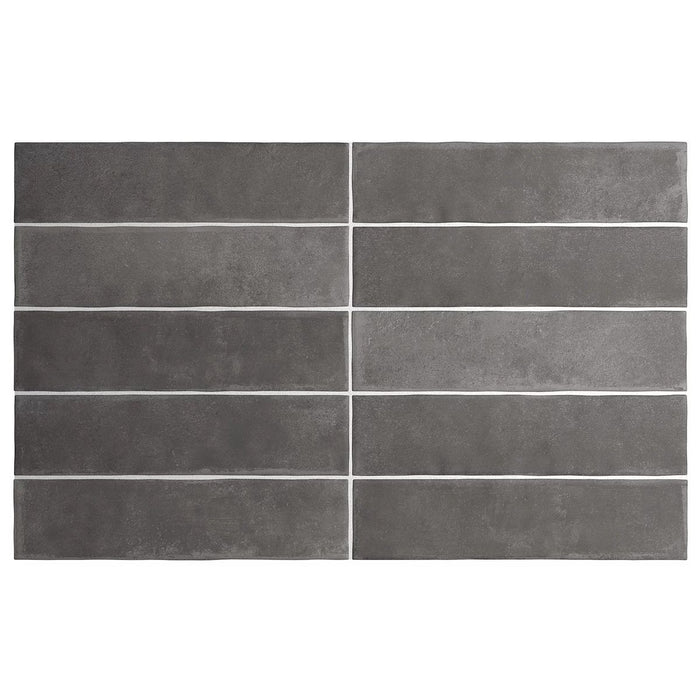 MUESTRA DE AZULEJO ENTERO Múnich Ladrillo Gris Oscuro | 6cm x 24,6cm | Azulejo mate para pared y suelo