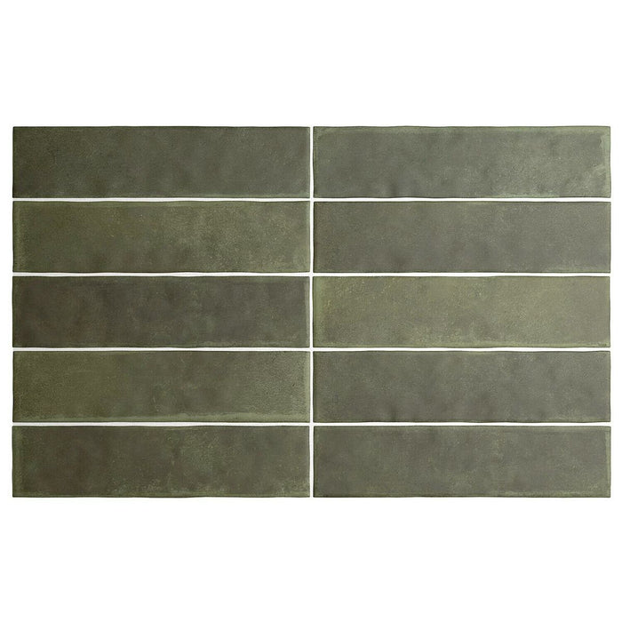 Munich Brick Khaki-Grün | 6cm x 24,6cm | Matte Wand- und Bodenfliesen