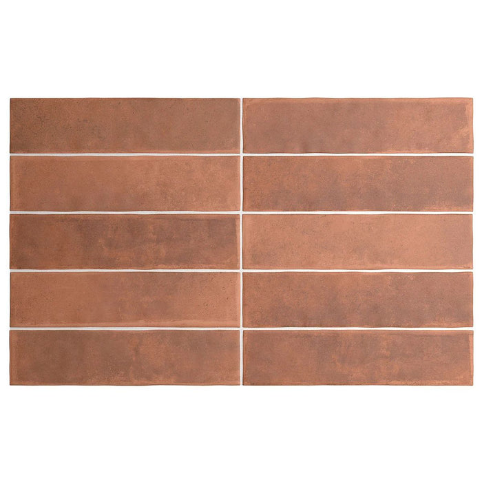 CAMPIONE INTERO DI PIASTRELLA Monaco Mattone Terracotta | 6cm x 24,6cm | Piastrella opaca per pareti e pavimenti