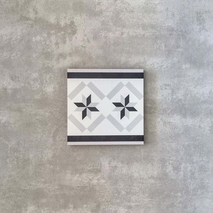 Canterbury Star Border Tile | 20cm x 20cm | Victorian Tile | Spanish Tile