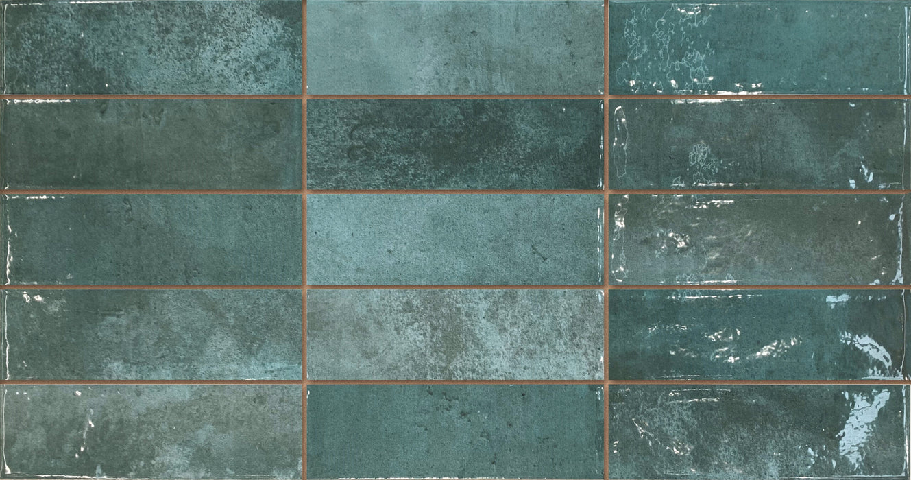 MUESTRA DE AZULEJOS CORTADOS Contrato Cabra Azul Brillante Azulejos de Pared 31.6cm x 60cm