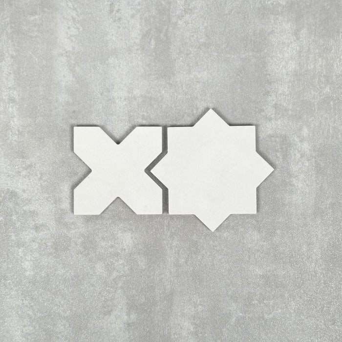 GANZE FLIESENPROBE Dohar Weißer Stern & Kreuz I Wand- und Bodenfliese