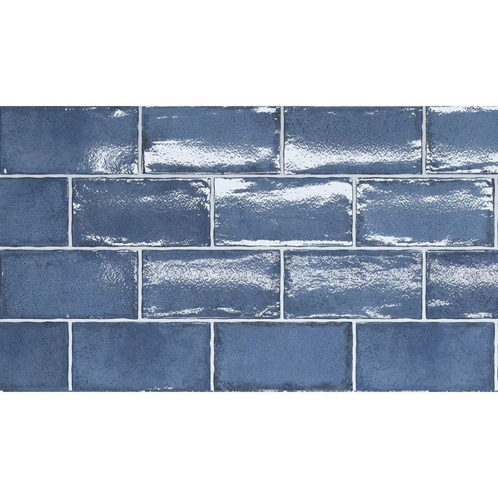 Dordogne Thistle Blue Rustic Glossy Wall Tiles 7.5cm x 15cm