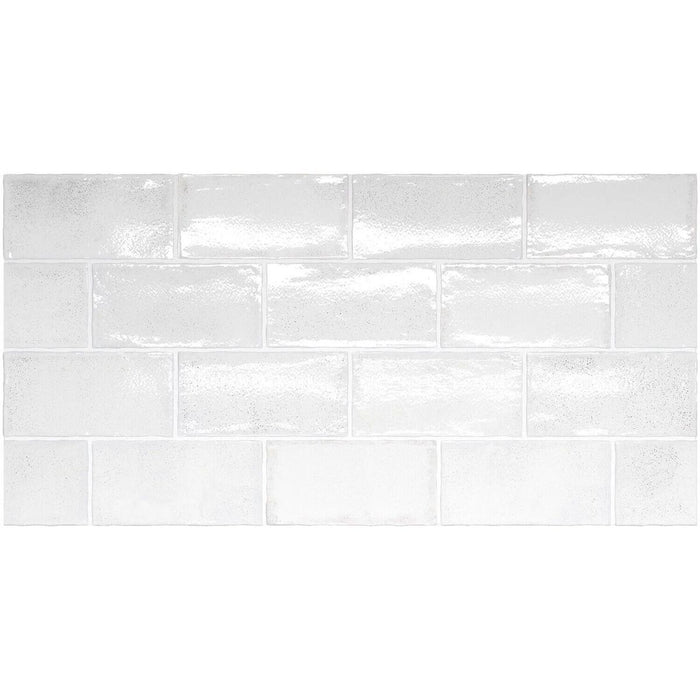 Dordogne White Blanca Rustic Glossy Wall Tiles 7.5cm x 15cm