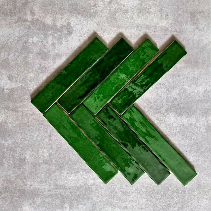GANZE FLIESENPROBE Vincia Dublin Wandfliesen im viktorianischen Stil Grün 5 x 25 cm