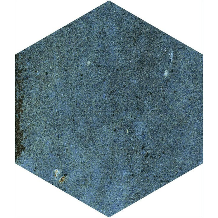 GANZE FLIESENPROBE Elazar Blau Hexagon Glänzende Porzellan Wand- und Bodenfliese 11,8 cm x 10,2 cm