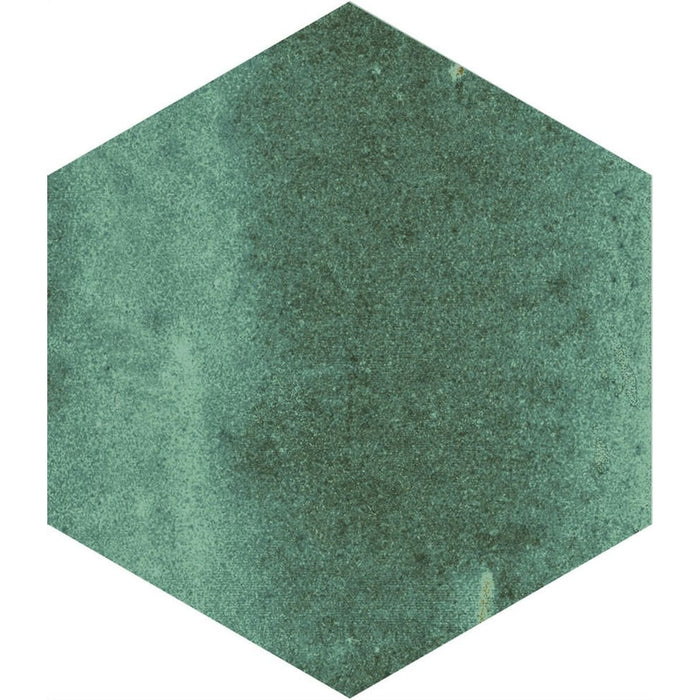 Elazar Hexagon Olive Green Matte Porcelain Wall and Floor Tiles 11.8cm x 10.2cm