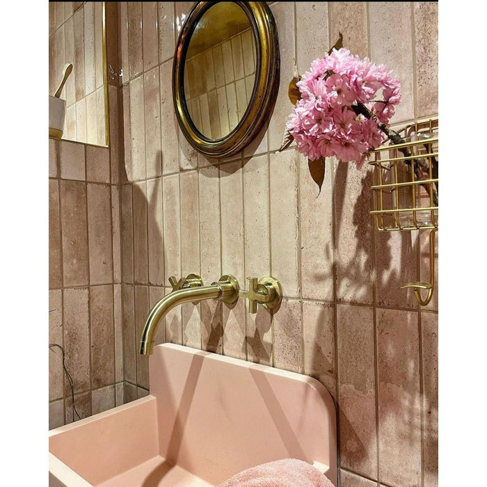 Elazar Brick Pink Glossy Wall Tiles 6cm x 25cm