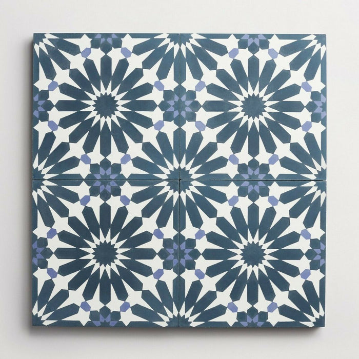 Fez Federal Blue Moroccan Anti-Slip Tiles 20cm x 20cm