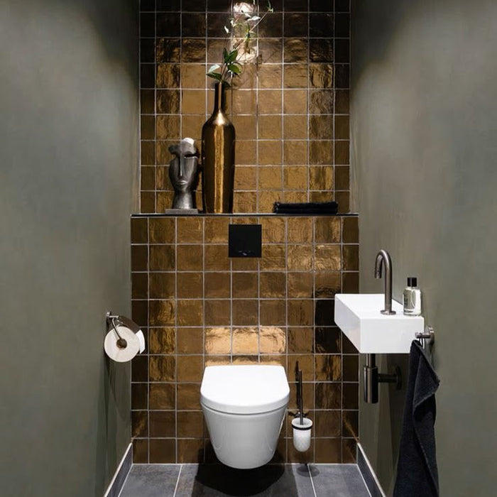 Vincia Quadrat Antik-Goldfliese | Craquelé-Wandfliese | 13cm x 13cm