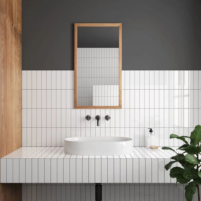 GANZE FLIESENPROBE Gallery Weiß Glänzende Wandfliese 5cm x 20cm