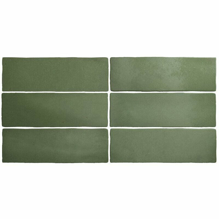 CAMPIONE INTERO DI PIASTRELLA Zellige Verde Malachite OPACO | Marocchino | 6,5 cm x 20 cm