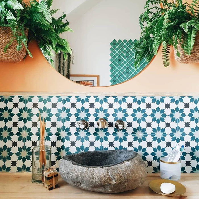 Madeira zili zaļš Marokas flīze 20 x 20cm