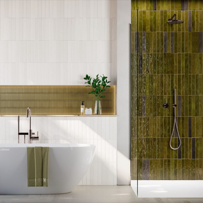 Nireobi 3D-Dekor | Olivgrüne Wandfliese