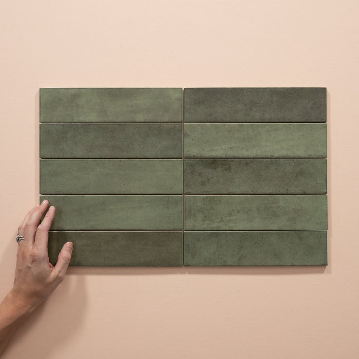 Nomadin Brick Salbeigrün Industriestil Wandfliese 6 cm x 24,6 cm