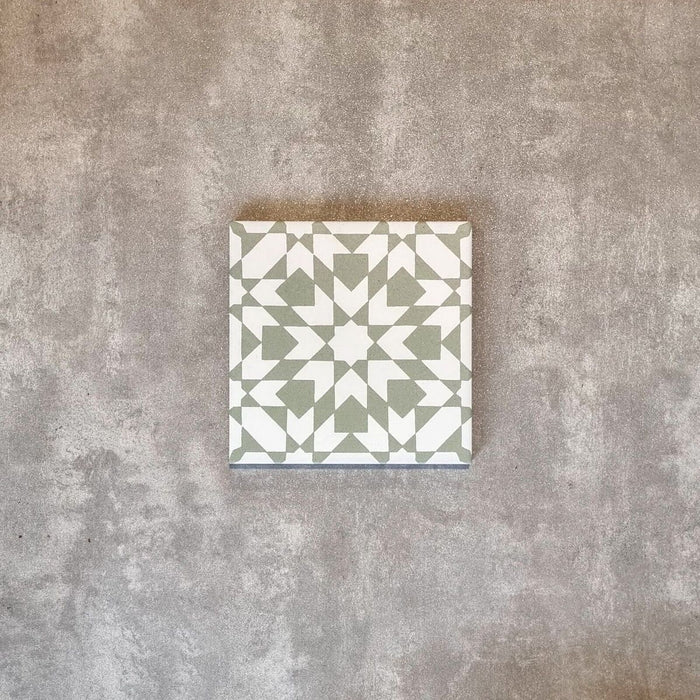 PROBĂ COMPLETĂ DE FAIANȚĂ Kasbah Ottomană Verde Salvie Porțelan Anti-Alunecare 20cm x 20cm