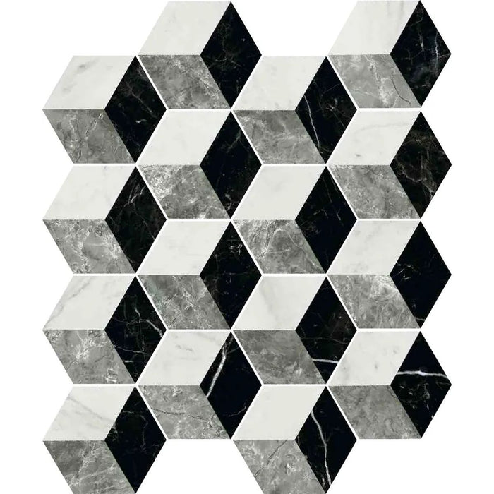 Roma Grey Mix Marble Hexagon Matte Anti-Slip Porcelain Wall and Floor Tiles 15cm x 17.3cm