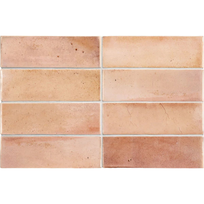 HELE FLISERPRØVE Saigon Brick Rosa blank vægflise 5,1 cm x 16,1 cm