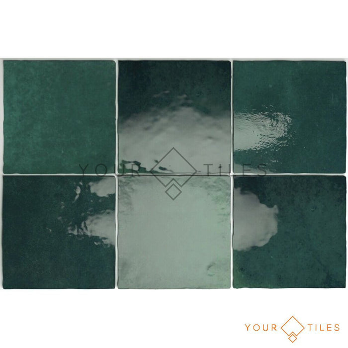 CELÁ VZORKA DLAŽBY Zellige královská zelená | Marocký čtverec | 13,2 cm x 13,2 cm