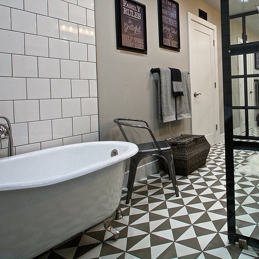 Harlekin Viertel Schwarz & Weiß 20cm x 20cm