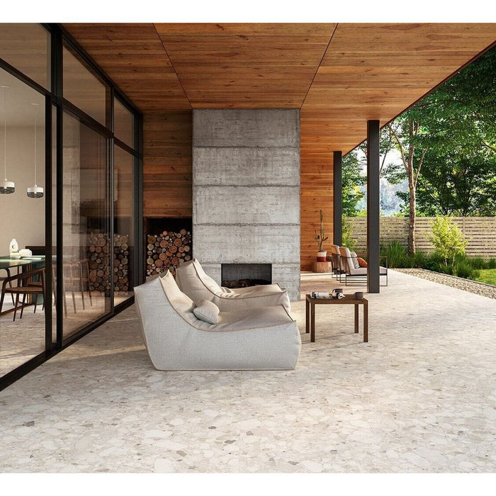 GESCHNITTENE FLIESENPROBE (Schnittstück ca. 15cm x 30cm) Venezianisch Elfenbein Matt | Terrazzofliese | 60cm x 120cm