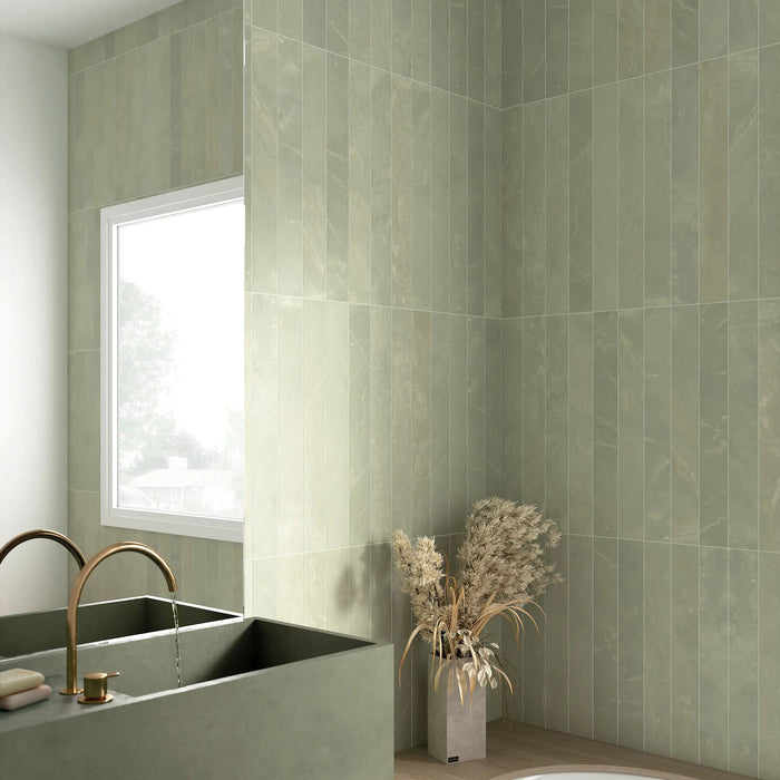 Piastrelle da parete e pavimento Izmir Verde effetto marmo 7,5cm x 60cm