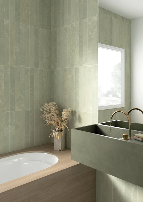 Piastrelle da parete e pavimento Izmir Verde effetto marmo 7,5cm x 60cm