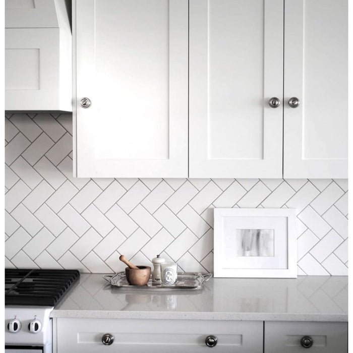 Brooklyn Mini flate MATT hvit murstein 7,5cm x 15cm