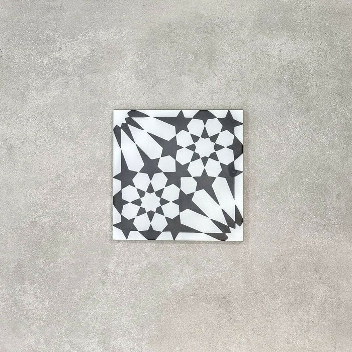 ÉCHANTILLON COMPLET DE CARRELAGE Fez Hiver Noir & Blanc Carreau Marocain 20cm x 20cm
