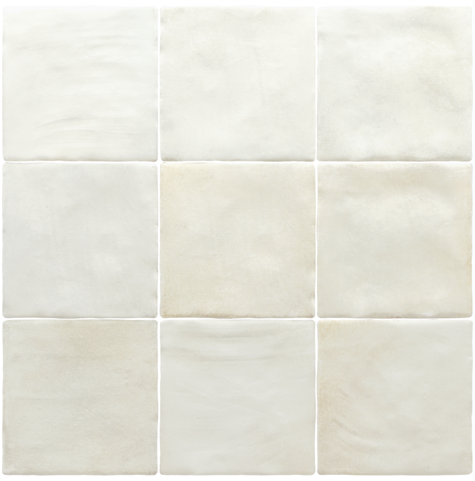 GANZE FLIESENPROBE Zellige Siliciumweiß MATT Quadrat Marokkanisch  | 10cm x 10cm